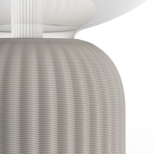Lightguide ellipsvormige lamp + 3D-geprinte koepelvormige lampvoet (zandkleur)